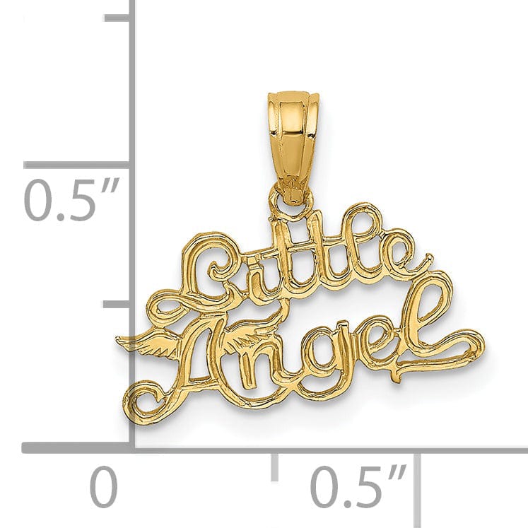 14K Yellow Gold Texture Polished Finish LITTLE ANGEL Talking Pendant