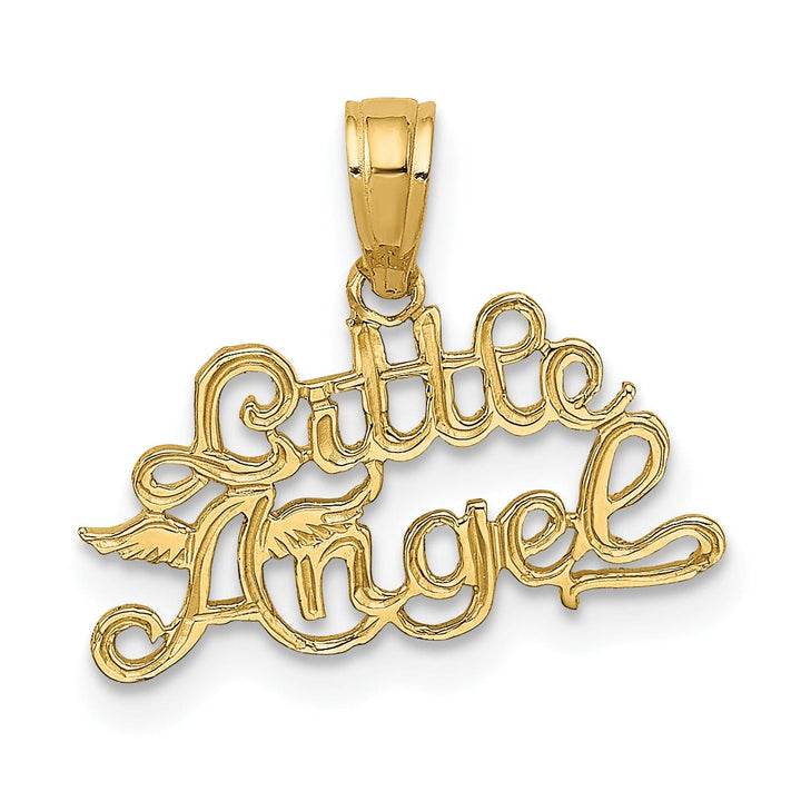 14K Yellow Gold Texture Polished Finish LITTLE ANGEL Talking Pendant