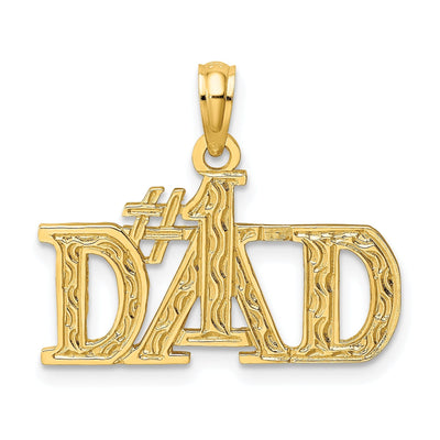 14K White Gold Polished Textured Finish Flat Back Script #1 DAD Charm Pendant at $ 103.9 only from Jewelryshopping.com