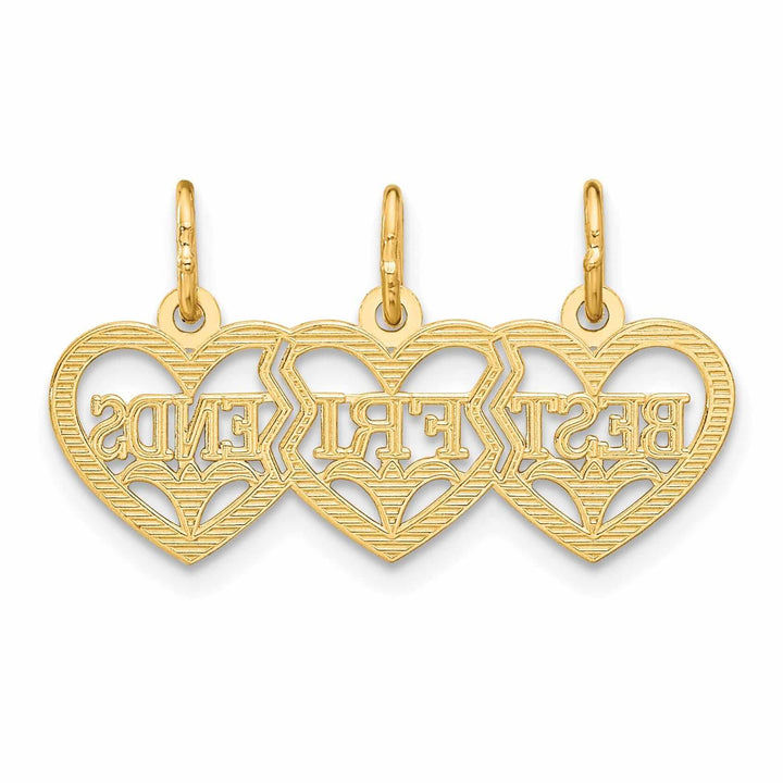 14 Yellow Gold Triple Heart Best Friend Pendant