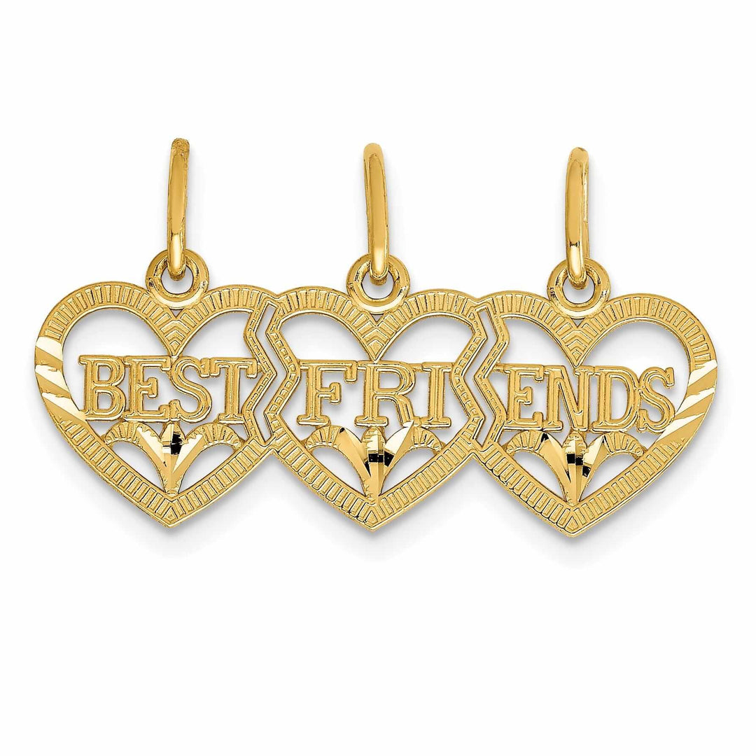 14 Yellow Gold Triple Heart Best Friend Pendant