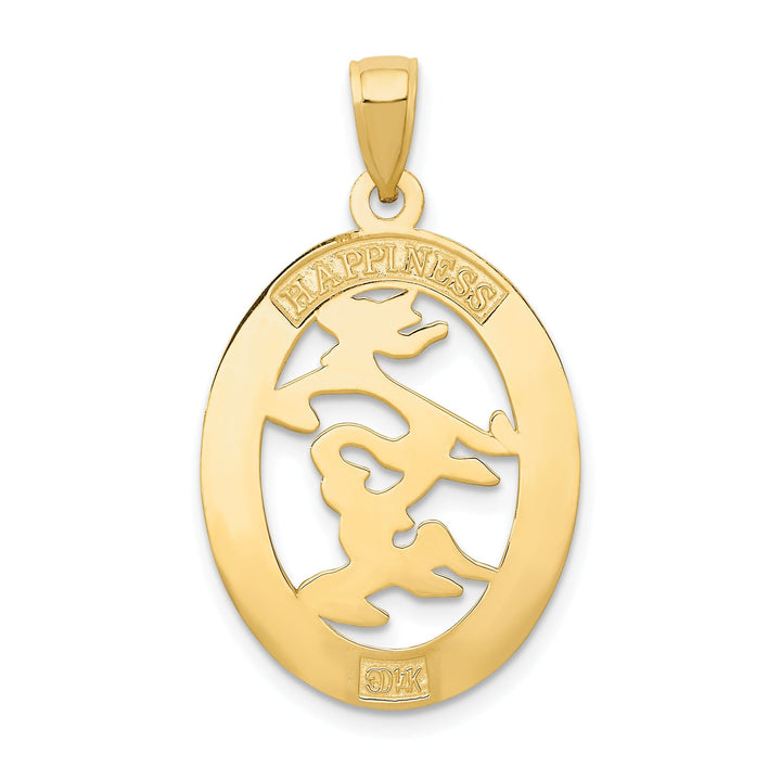 14k Yellow Gold Chinese Happiness Oval Pendant
