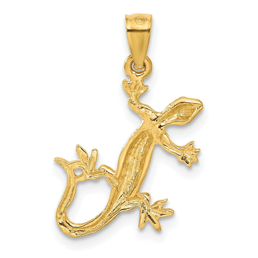 14k Yellow Gold Solid Textured Diamond Cut Finish Lizard Charm Pendant