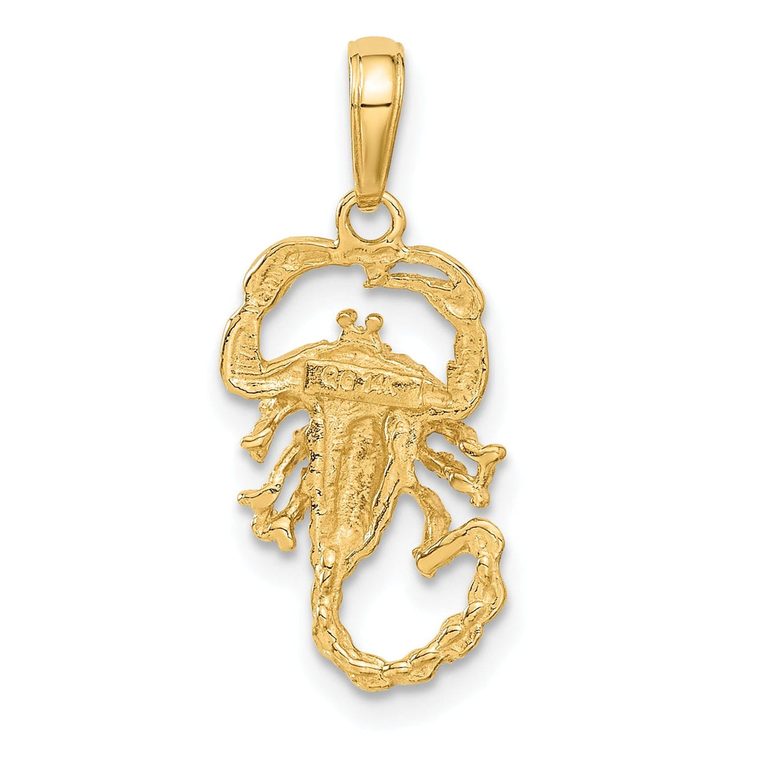 14k Yellow Gold Textured Solid Polished Finish Scorpion Charm Pendant