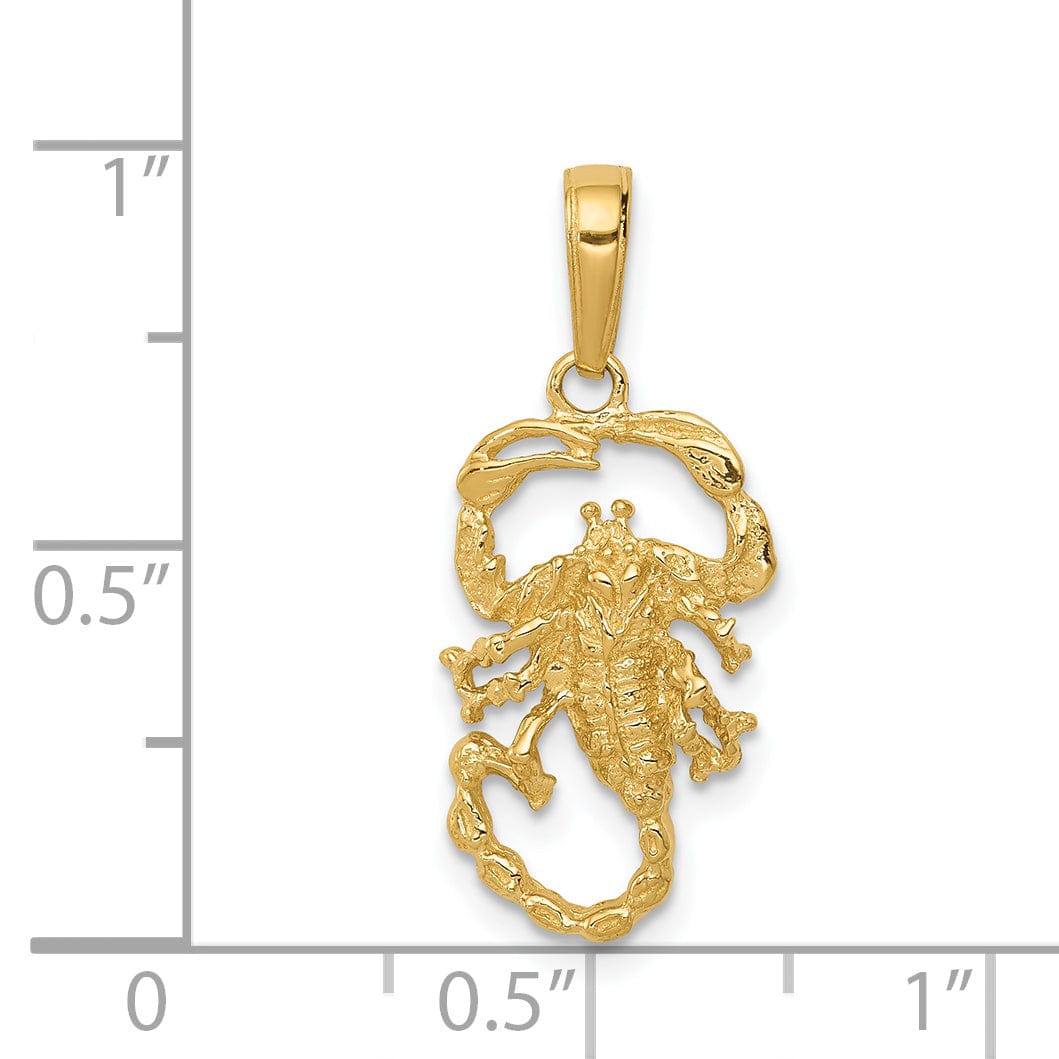 14k Yellow Gold Textured Solid Polished Finish Scorpion Charm Pendant