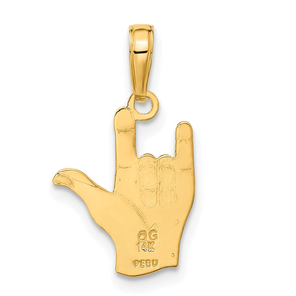 14k Yellow Gold I Love You Hand Sign Pendant