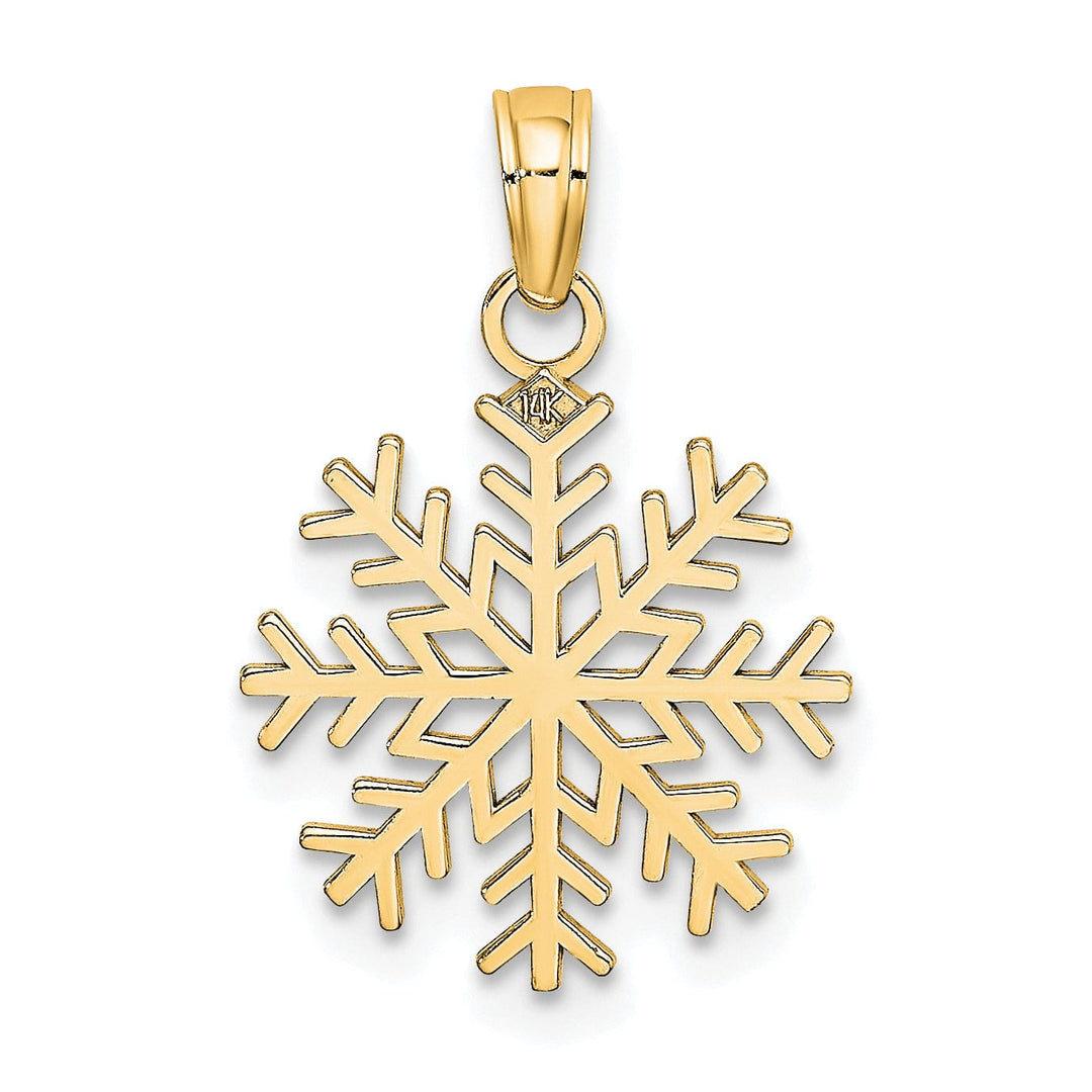 Solid 14k Yellow Gold Snowflake Charm Pendant