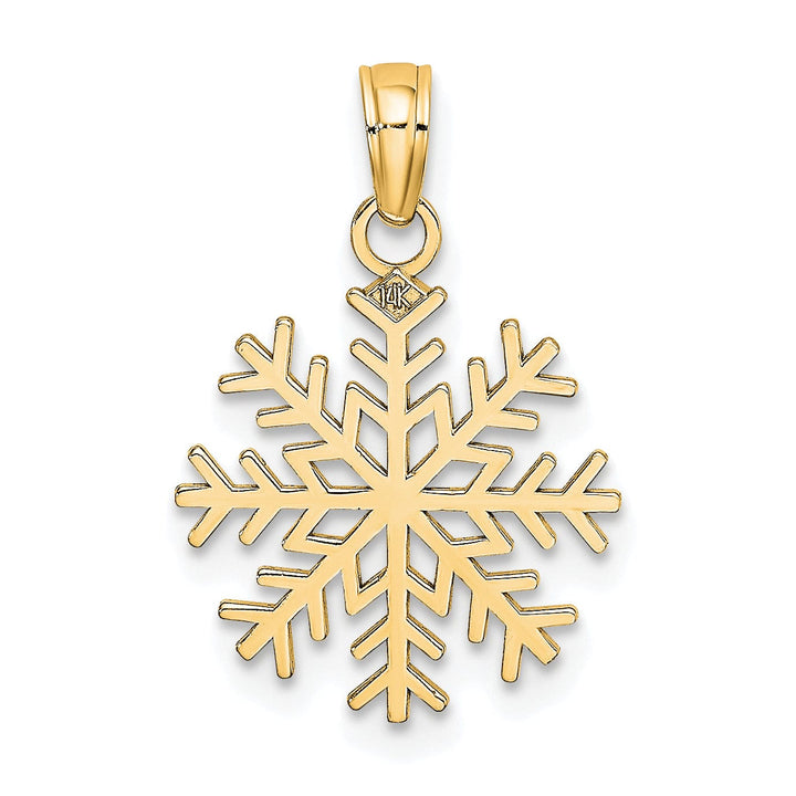 Solid 14k Yellow Gold Snowflake Charm Pendant