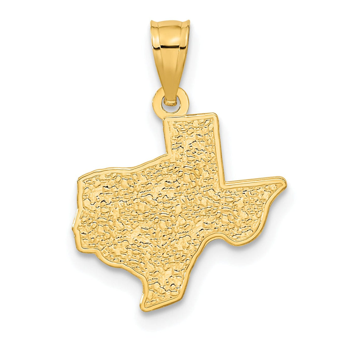 14k Yellow Gold Solid Polished Textured Finish Men's Map State of TEXAS Charm Pendant