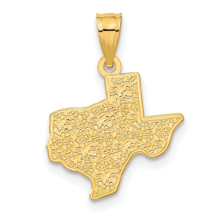 14k Yellow Gold Solid Polished Textured Finish Men's Map State of TEXAS Charm Pendant