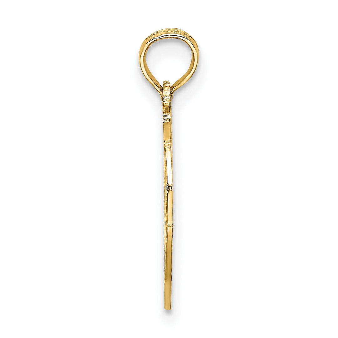 14k Yellow Gold Solid Polished Textured Finish NEW YORK with Statue of Liberty in Apple Cut Out Design Charm Pendant