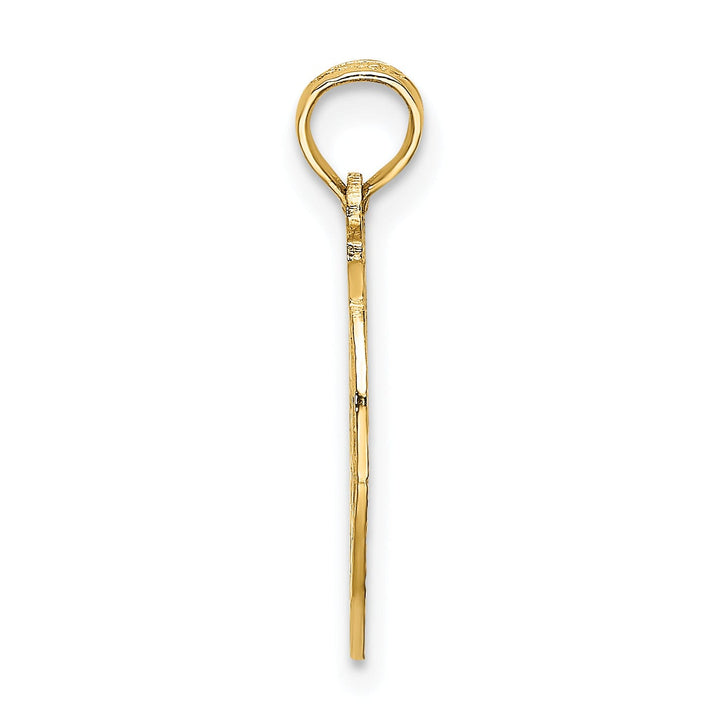 14k Yellow Gold Solid Polished Textured Finish NEW YORK with Statue of Liberty in Apple Cut Out Design Charm Pendant