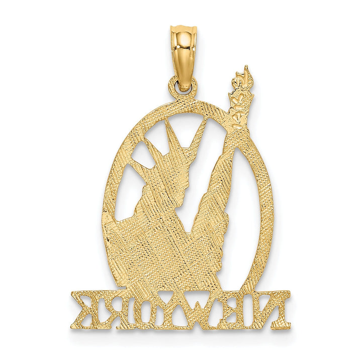 14k Yellow Gold Textured Polished Finish Solid New York Statue of Liberty Charm Pendant
