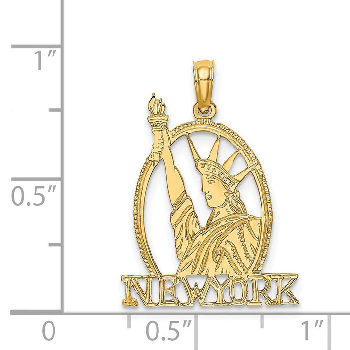 14k Yellow Gold Textured Polished Finish Solid New York Statue of Liberty Charm Pendant