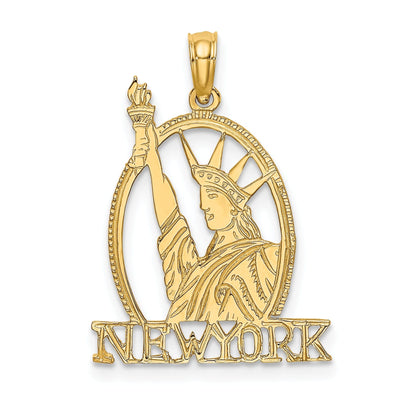 14k Yellow Gold Textured Polished Finish Solid New York Statue of Liberty Charm Pendant at $ 107.32 only from Jewelryshopping.com