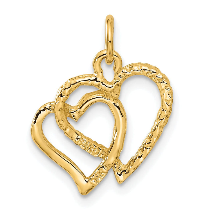 14k Yellow Gold Double Heart Charm