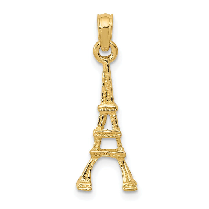 14k Yellow Gold Polished Finish solid Eiffel Tower Charm Pendant