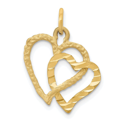 14k Yellow Gold Double Heart Charm