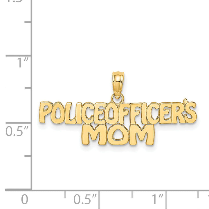 14k Yellow Gold Open Back Polished Finish POLICE OFFICER'S MOM Charm Pendant