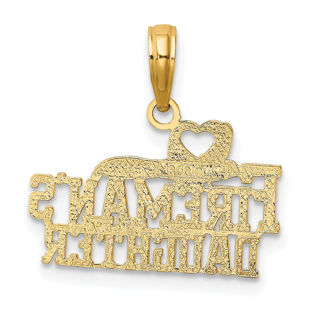 14k Yellow Gold Polished Finish Open Back FIREMAN'S DAUGHTER Charm Pendant