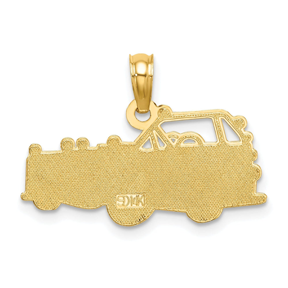 14k Yellow Gold Textured Polished Finish Fire Fighter's Truck Charm Pendant