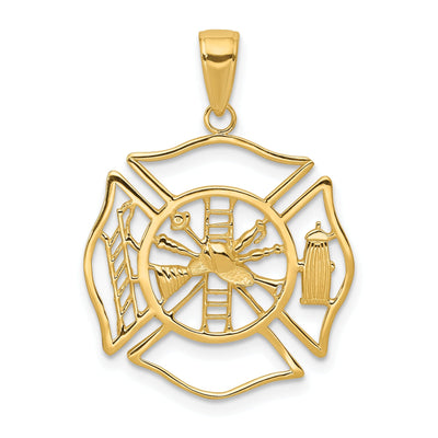 Solid 14k Yellow Gold Fireman Shield Pendant at $ 124.4 only from Jewelryshopping.com