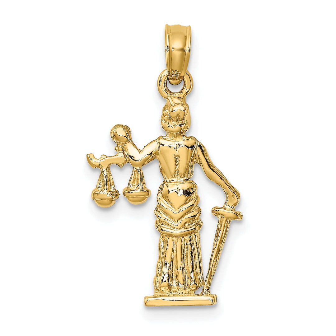 14k Yellow Gold Lady of Justice Scales Pendant