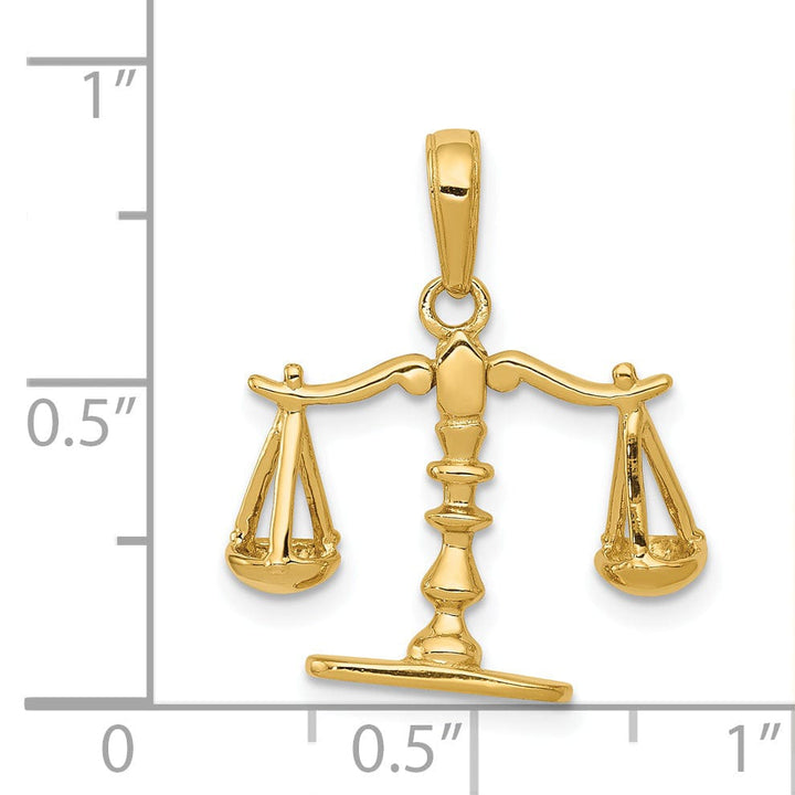 Solid 14k Yellow Gold Scales of Justice Pendant