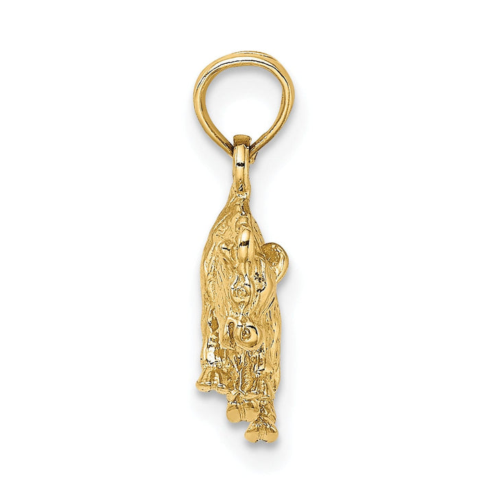 14k Yellow Gold Polished Texture Finish 3-D Taurus Zodiac Charm Pendant