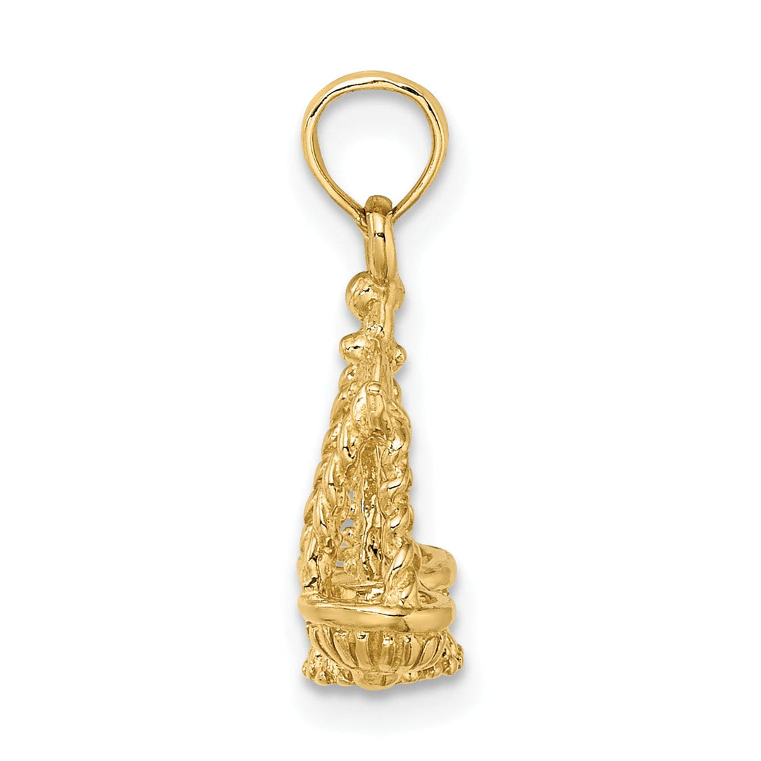 14k Yellow Gold Polished Texture Finish3-D Libra Zodiac Charm Pendant