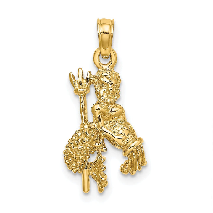 14k Yellow Gold Polished Texture Finish3-D Aquarius Zodiac Charm Pendant