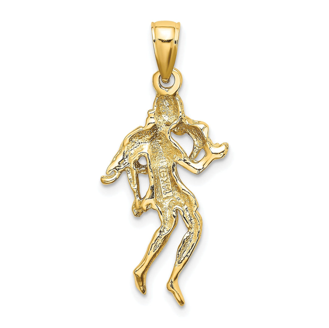 14k Yellow Gold Polished Texture Finish Large Size3-D Virgo Zodiac Charm Pendant