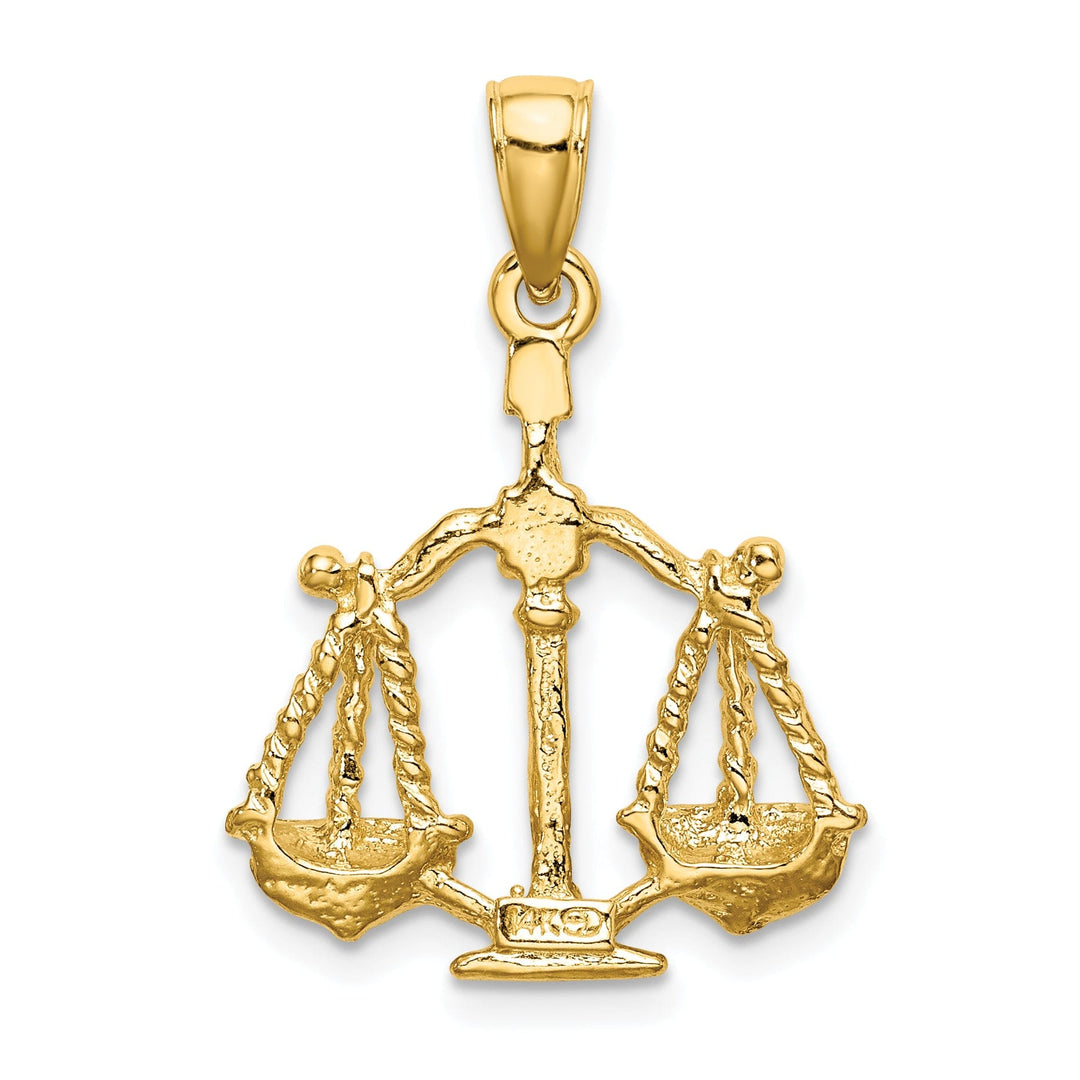 14k Yellow Gold Polished Texture Finish Large Size3-D Libra Zodiac Charm Pendant