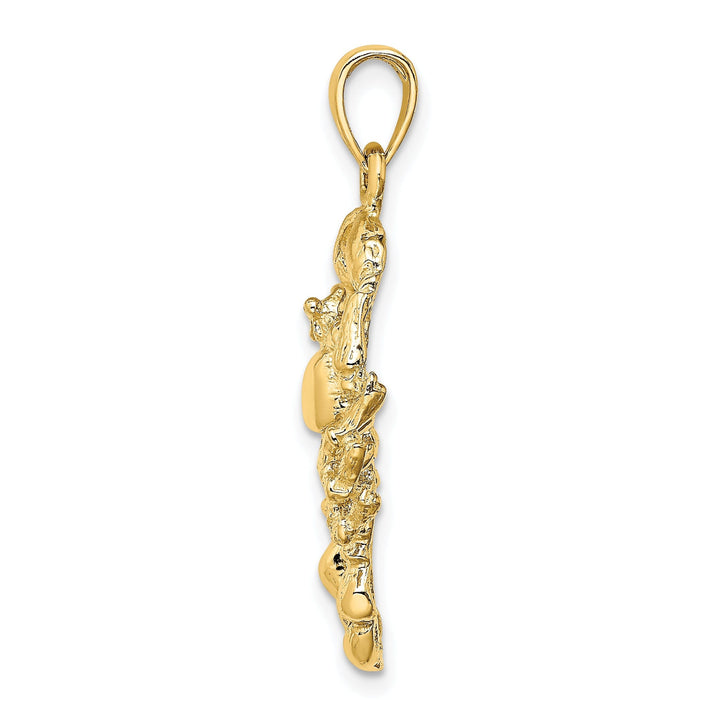 14k Yellow Gold Polished Texture Finish Large Size3-D Scorpio Zodiac Charm Pendant