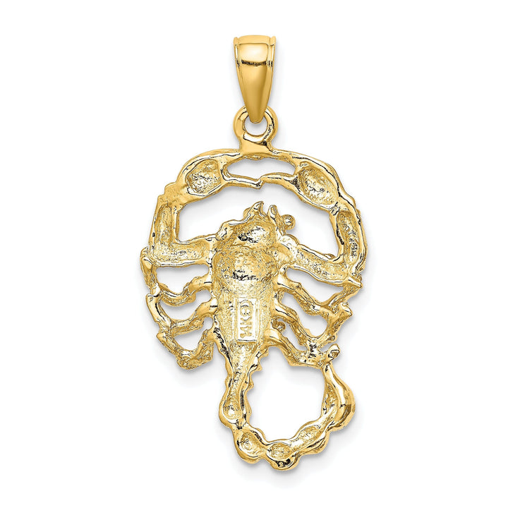 14k Yellow Gold Polished Texture Finish Large Size3-D Scorpio Zodiac Charm Pendant