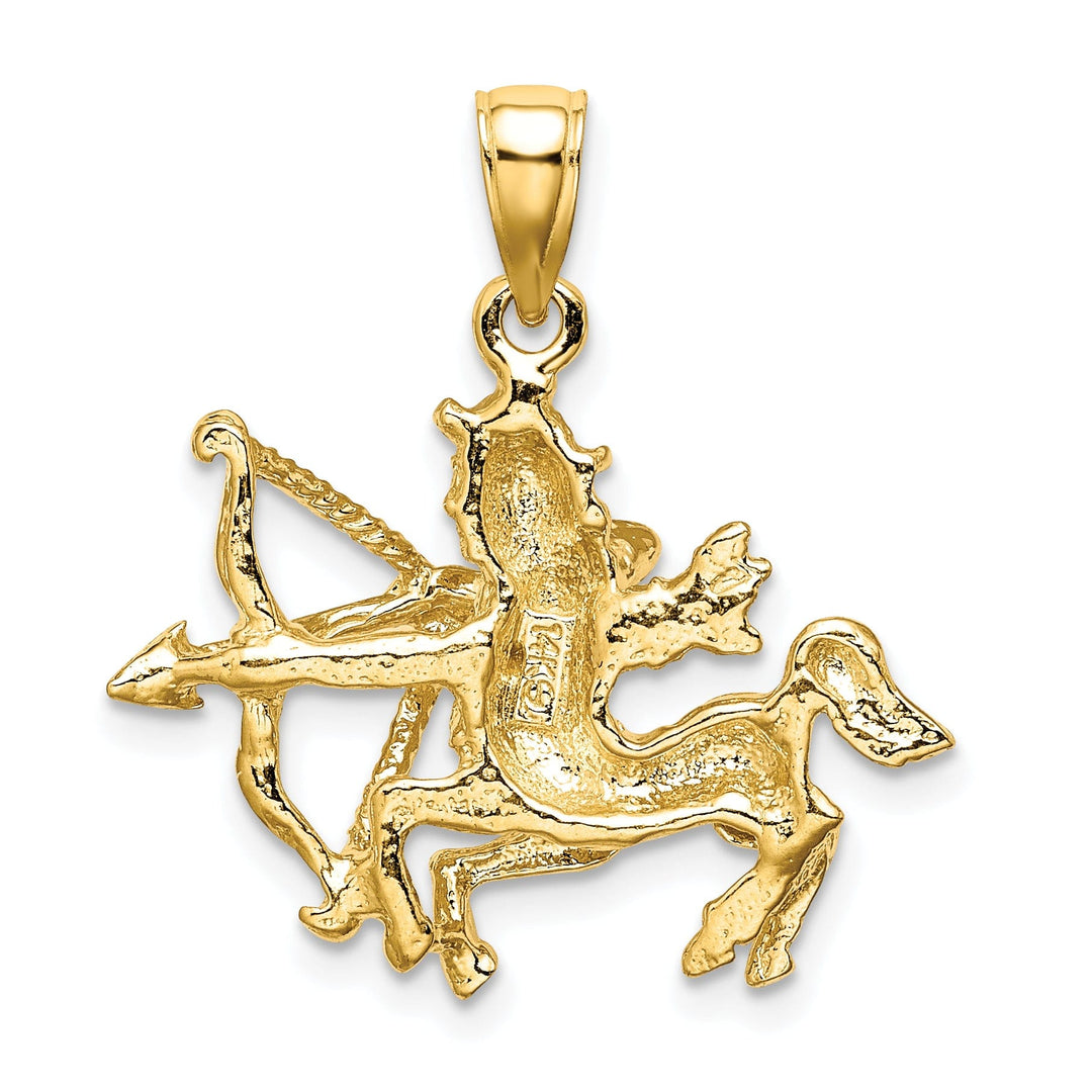 14k Yellow Gold Polished Texture Finish Large Size3-D Sagittarius Zodiac Charm Pendant