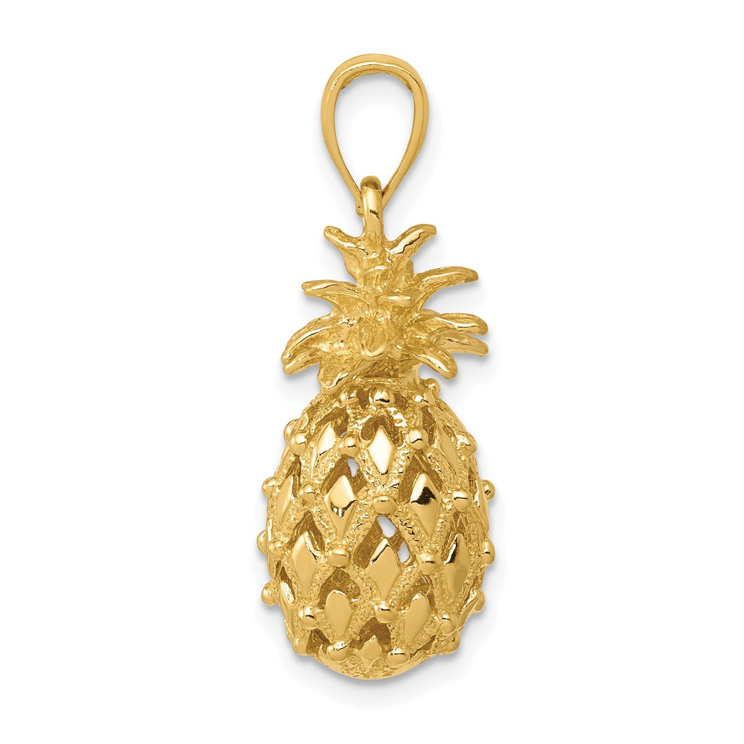 14k Yellow Gold 3D Cut Out Pineapple Pendant