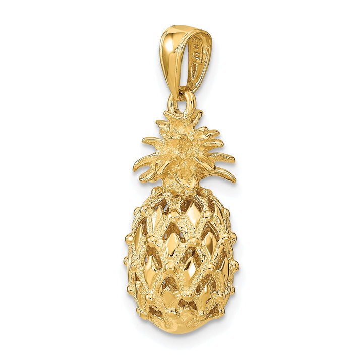 14k Yellow Gold 3D Cut Out Pineapple Pendant