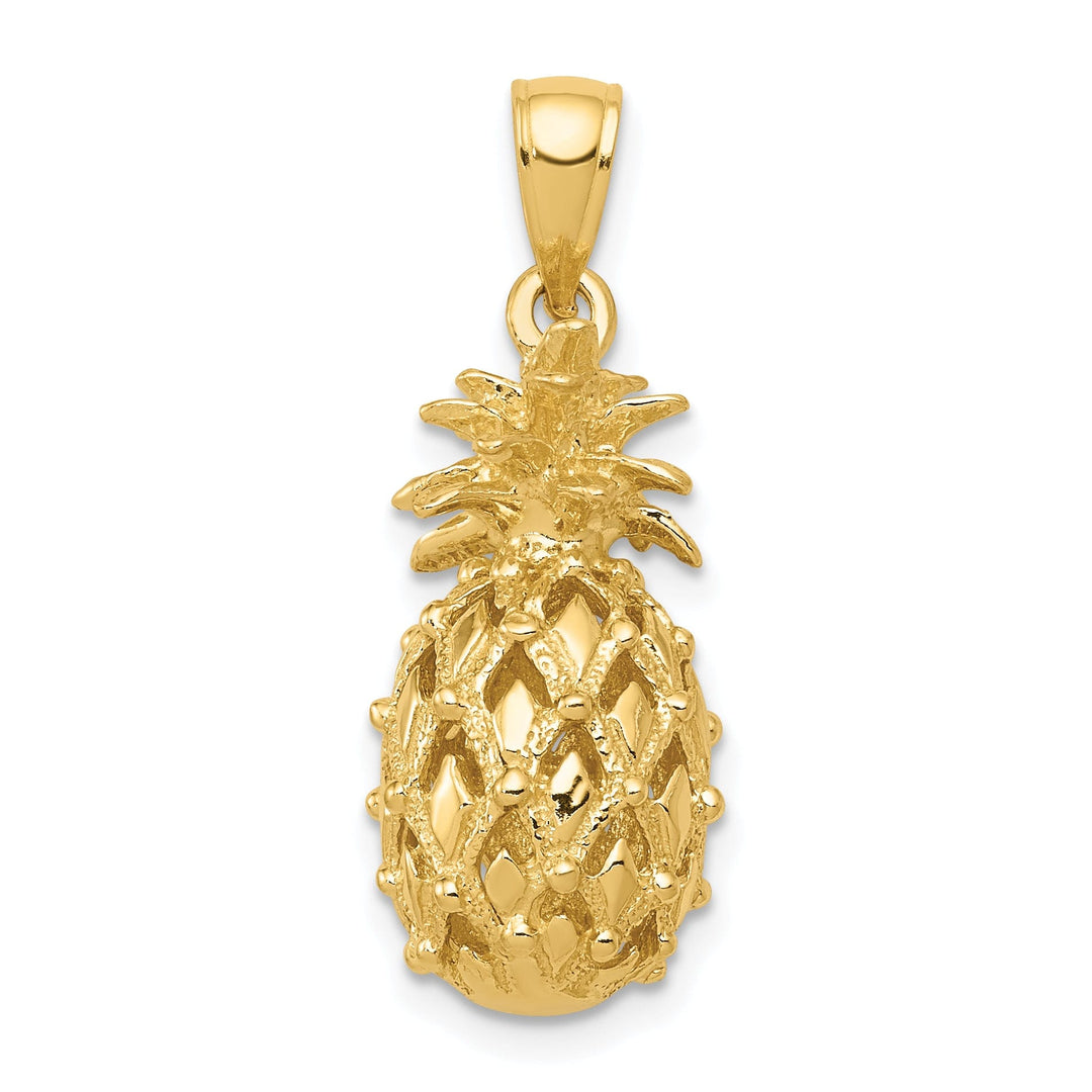 14k Yellow Gold 3D Cut Out Pineapple Pendant