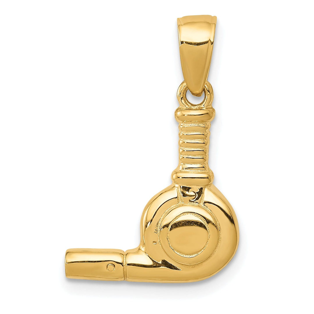 Solid 14k Yellow Gold 3D Blow Dryer Pendant