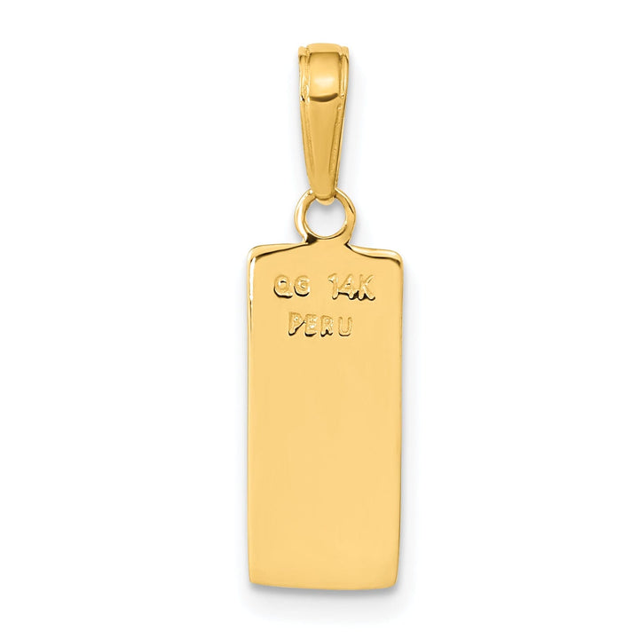 14k Yellow Gold Flat Back Solid Polished Finish 3-Diamentional Gold Bar Charm Pendant