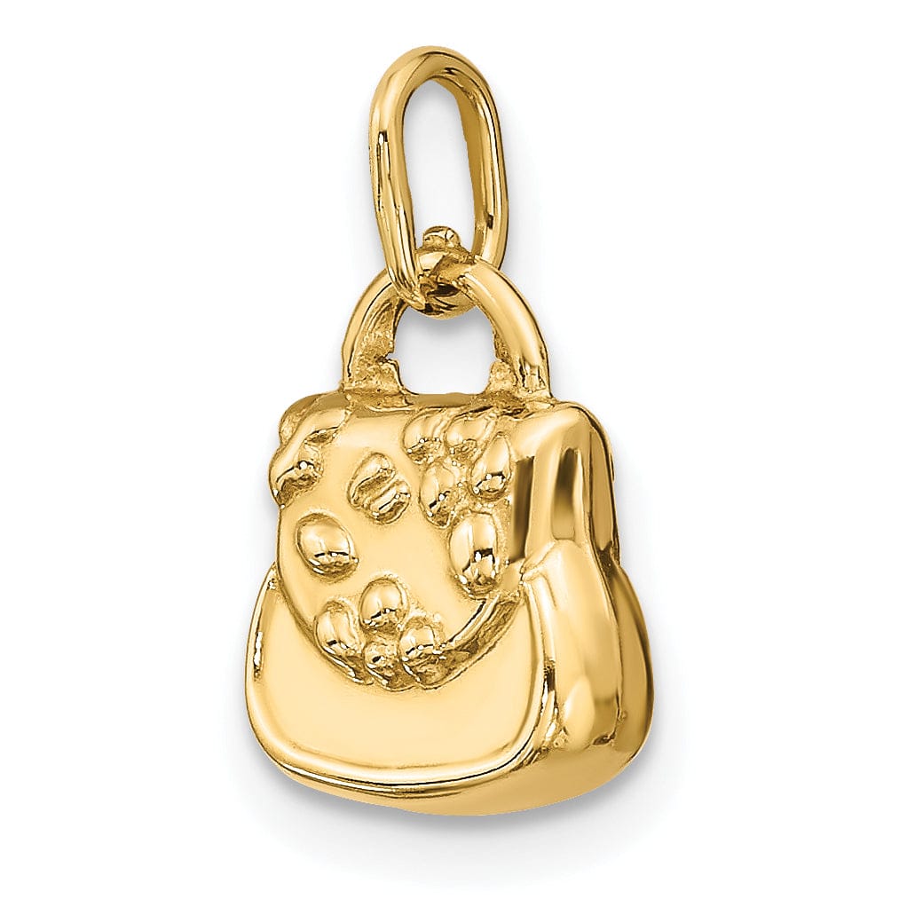 14k Yellow Gold 3-D Purse Charm Pendant