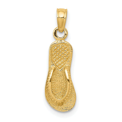 14k Yellow Gold Solid Textured Finish 3-Dmensonal Single Flip-Flop Sandle Charm Pendant at $ 100.08 only from Jewelryshopping.com