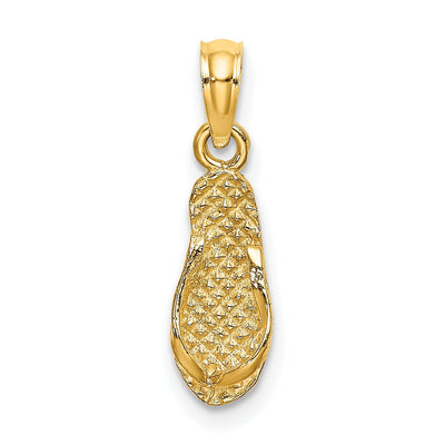 14k Yellow Gold Polished Textured Finish 3-Dimensional Reversible CAPTIVA Single Flip-Flop Sandle Charm Pendant at $ 57.75 only from Jewelryshopping.com