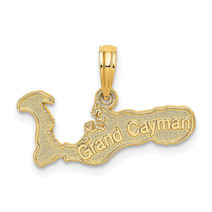 14k Yellow Gold Polished Textured Finish Map Shape of GRAND CAYMAN Island Charm Pendant