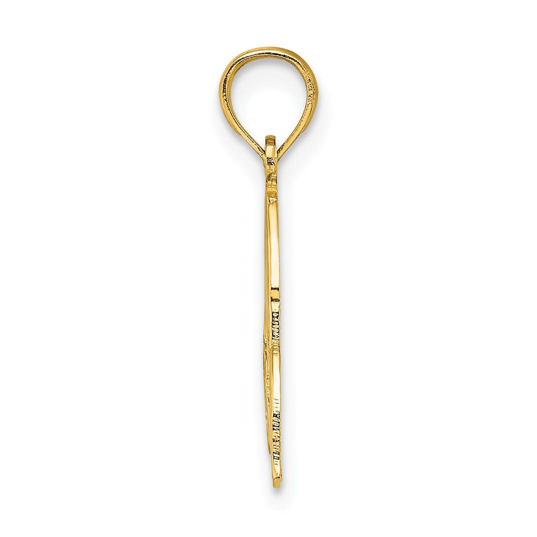 14k Yellow Gold Textured Polished Finish ALOHA Palm Tree Charm Pendant