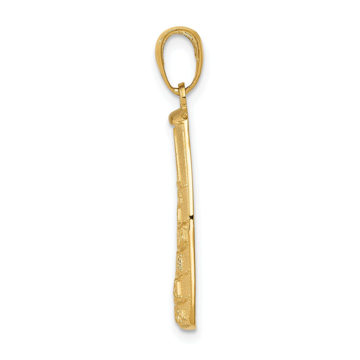 14k Yellow Gold Solid Polished Textured Finish The Most Southern Point of the U.S.A KEY WEST Charm Pendant