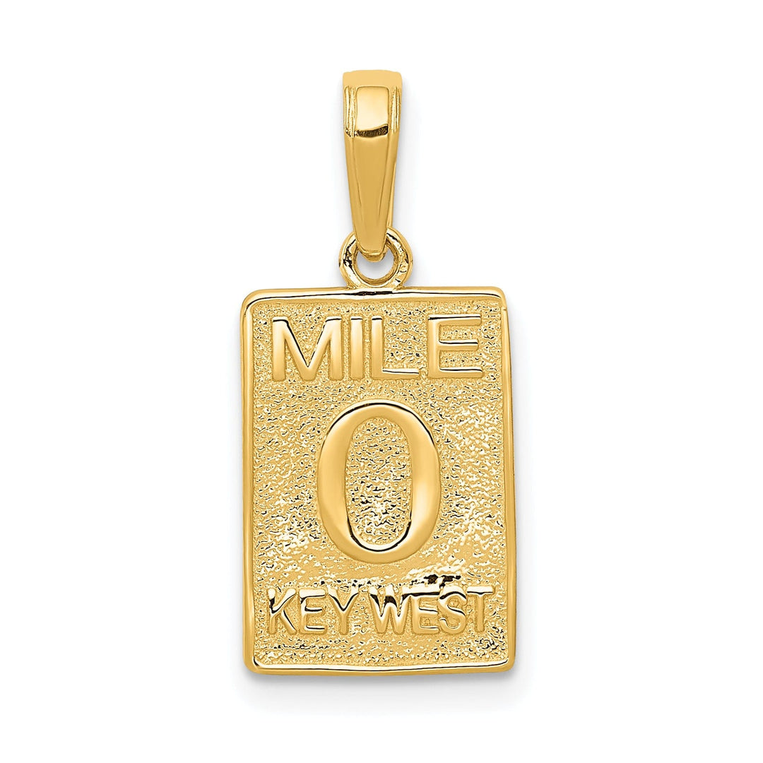 14k Yellow Gold Solid Polished Textured Finish 0 KEY WEST Mile Marker Charm Pendant