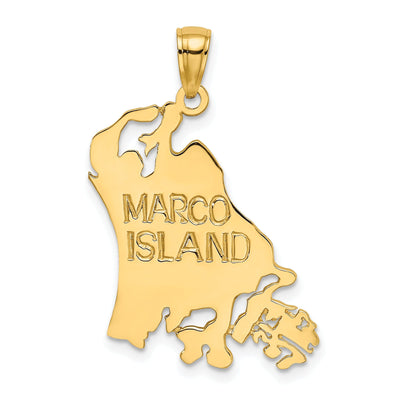 14k Yellow Gold Solid Polished Finish Cut Out Map Shape of MARCO ISLAND Florida Charm Pendant at $ 183.1 only from Jewelryshopping.com