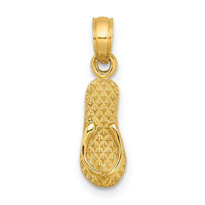 14k Yellow Gold Polished Textured Finish 3-Dimensional MYRTLE BEACH Single Flip-Flop Sandle Charm Pendant at $ 58.04 only from Jewelryshopping.com